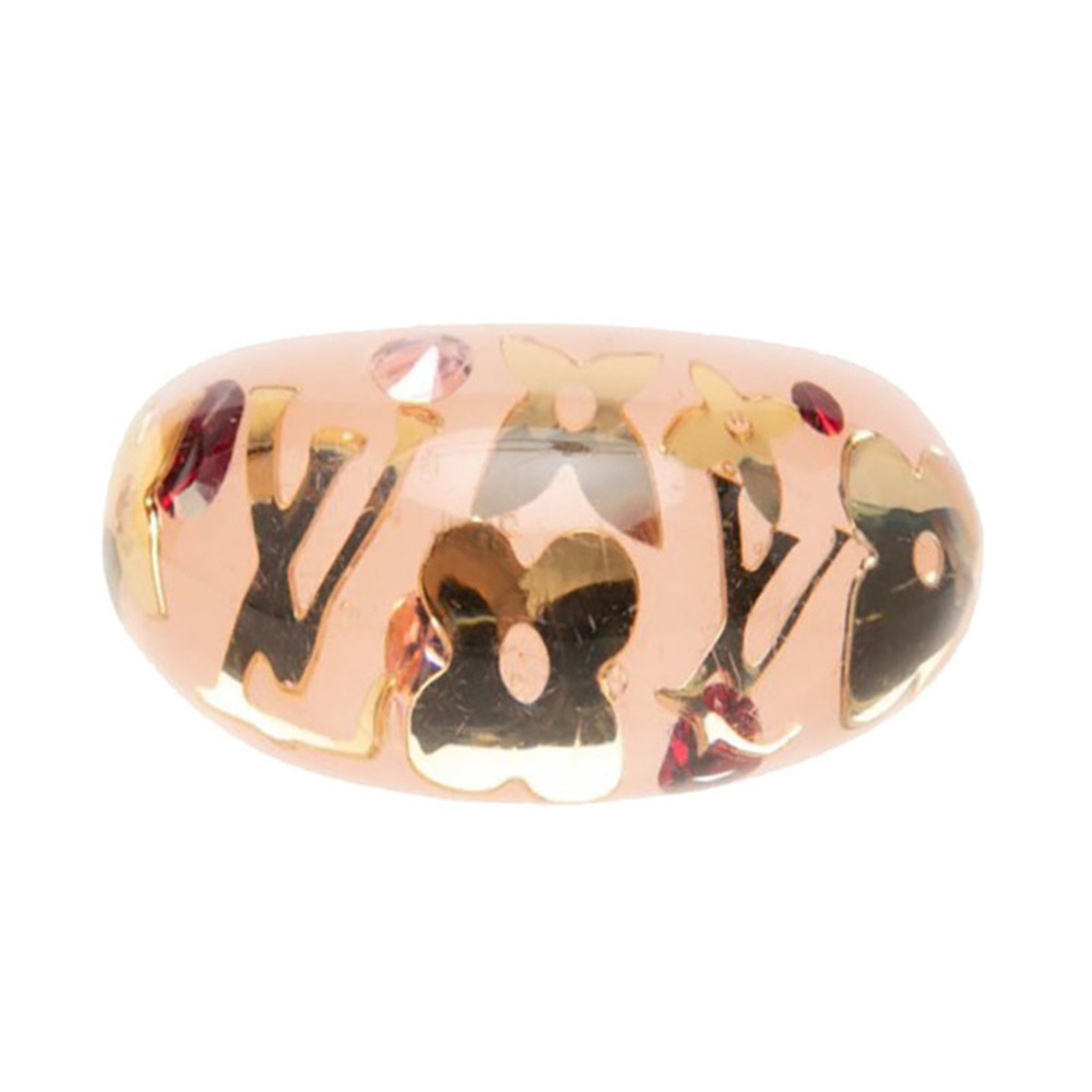 Louis Vuitton Monogram Bague Inclusion Ring M65603 Pink Plastic Women's LOUIS...